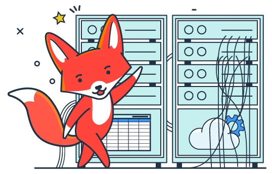 The fox with a rack of servers